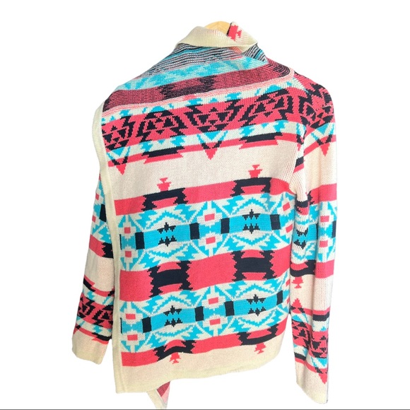 MOON COLLECTION Women's Size M MultiColored Aztec Boho Cardigan Sweater - Picture 6 of 9